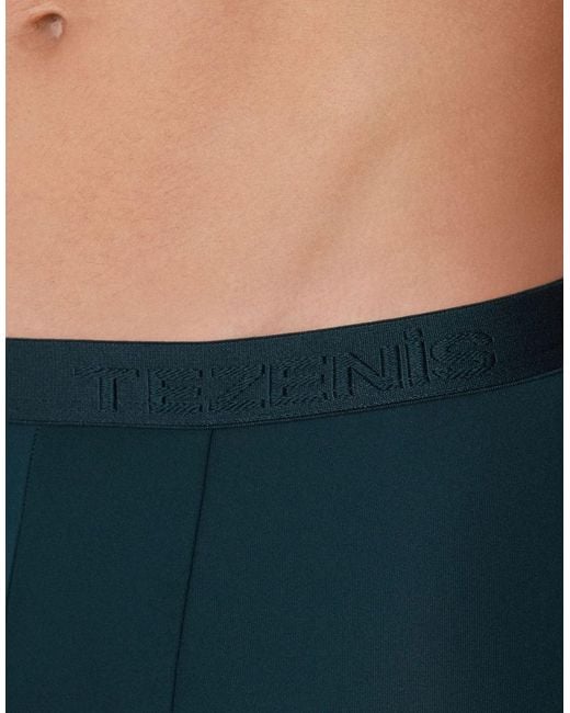 Tezenis Blue Elastic Microfibre Boxers With Logo for men
