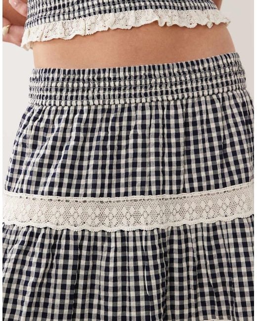 Nobody's Child Gray Leonor Cotton Lace Trim Tiered Maxi Skirt