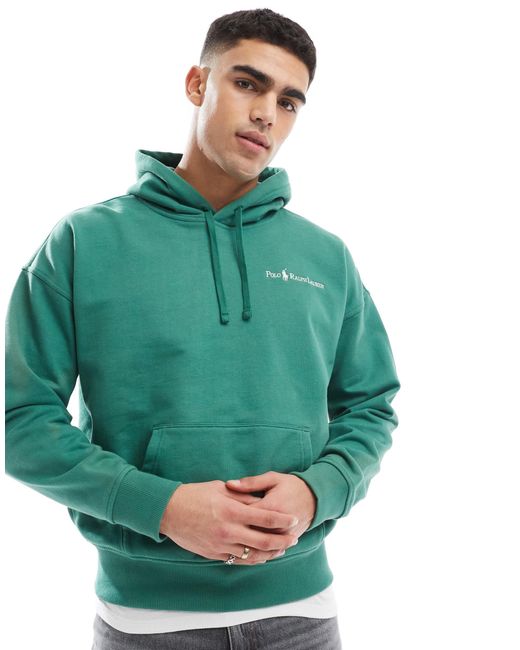 Polo Ralph Lauren – locker geschnittener, schwerer oversize-kapuzenpullover aus fleece in Green für Herren