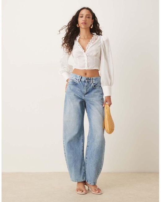 Glamorous White Crop Top With Long Sleeves