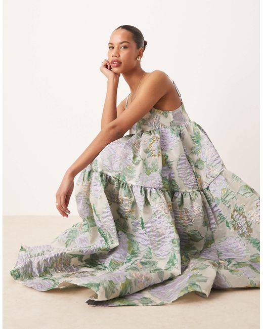 Sister Jane Dream Floral Jacquard Midi Dress in Metallic | Lyst