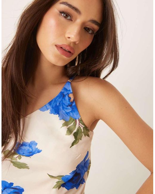 Nobody's Child Blue Ellie Satin One Shoulder Midi Dress