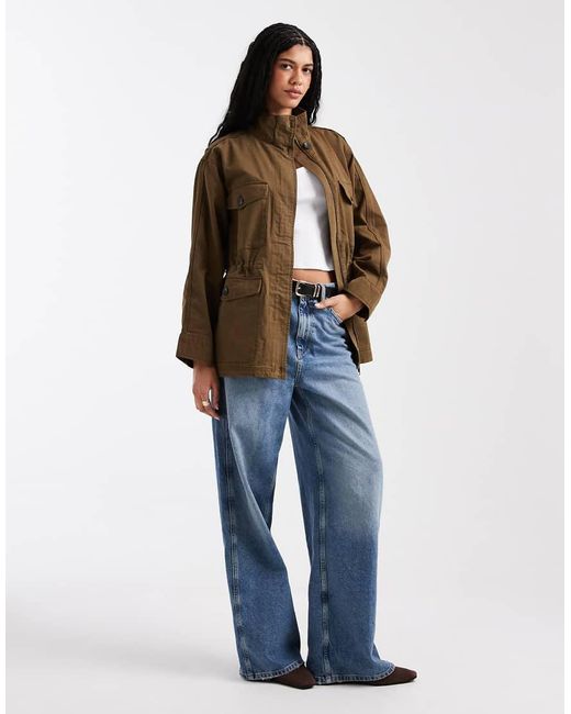 ASOS Brown Cotton Four Pocket Parka Jacket
