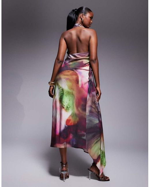 ASOS Purple Tuck Detail Halter Maxi Dress