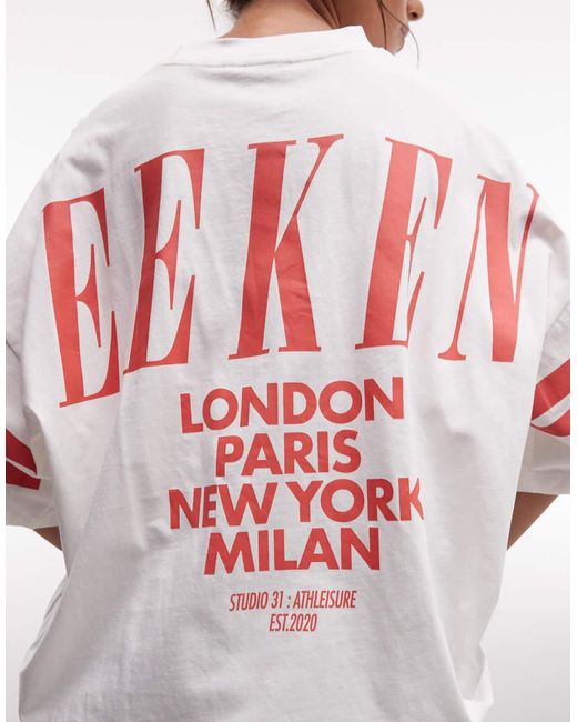ASOS White Weekend Collective Icon Oversized T-shirt With Stacked Back Logo