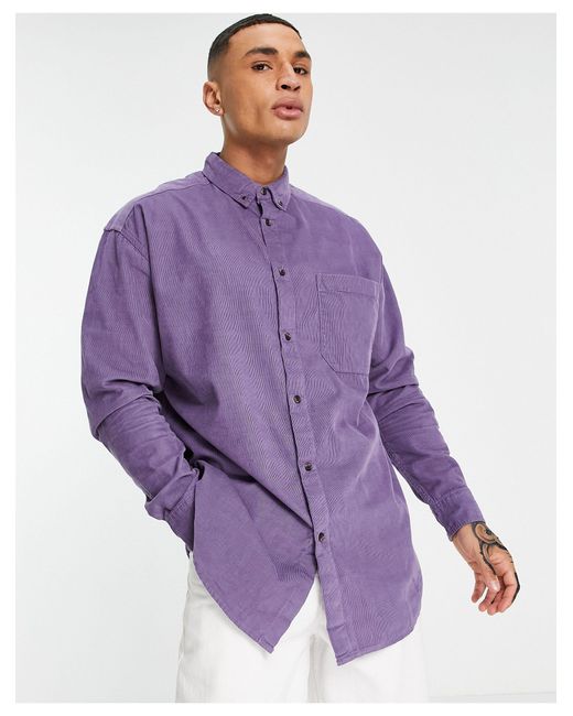 ASOS Oversized Corduroy Overhemd in het Purple voor heren