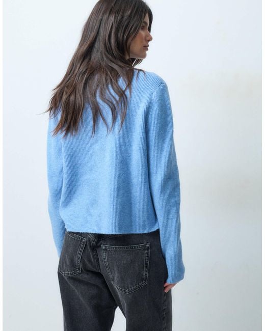 ASOS Blue Rib Knit Basic Cardigan