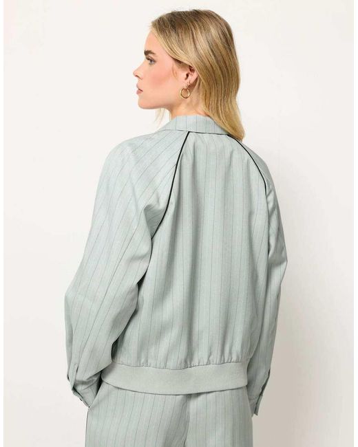 PixieGirl Gray Petite Stripe Tailored Jacket