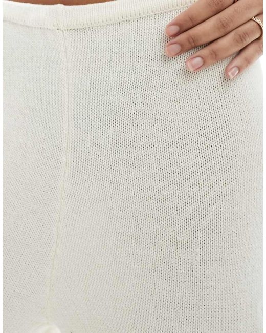 4th & Reckless White Maribel Fine Gauge Knit Beach Trouser Co-ord