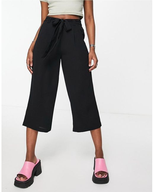 ONLY Black Tie Waist Culottes