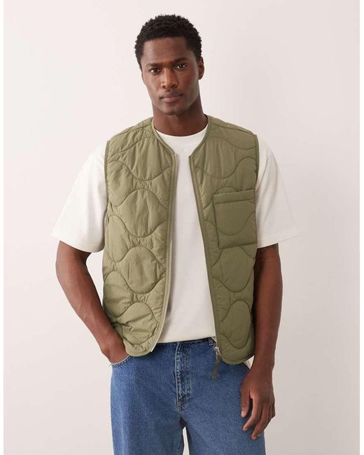 ARKET Natural Quilted Vest With Zip Front for men