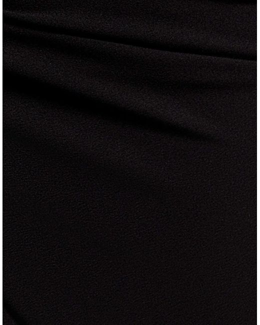 Goddiva Brown One Shoulder Cape Sculpting Stretch Jersey & Chiffon Maxi Dress