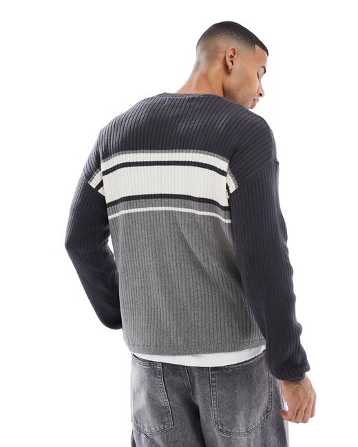 Hollister – kastiger strickpullover in Gray für Herren