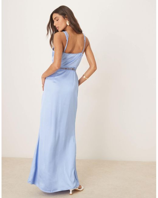 Never Fully Dressed Blue – mimi – wadenlanges kleid aus satin