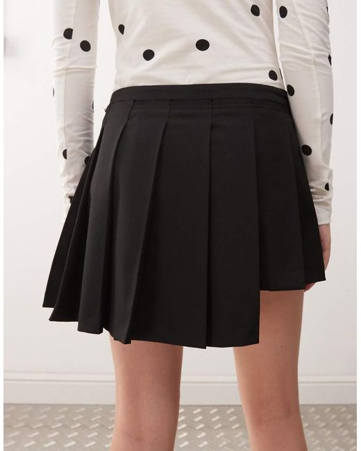 Monki Black Pleated Mini Skirt With Asymmetric Hem