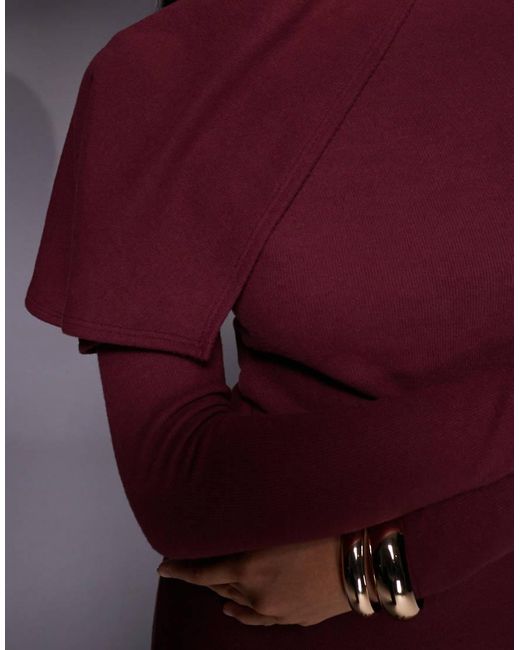 ASOS Purple Supersoft Long Sleeve Fold Over Cape Detail Mini Dress
