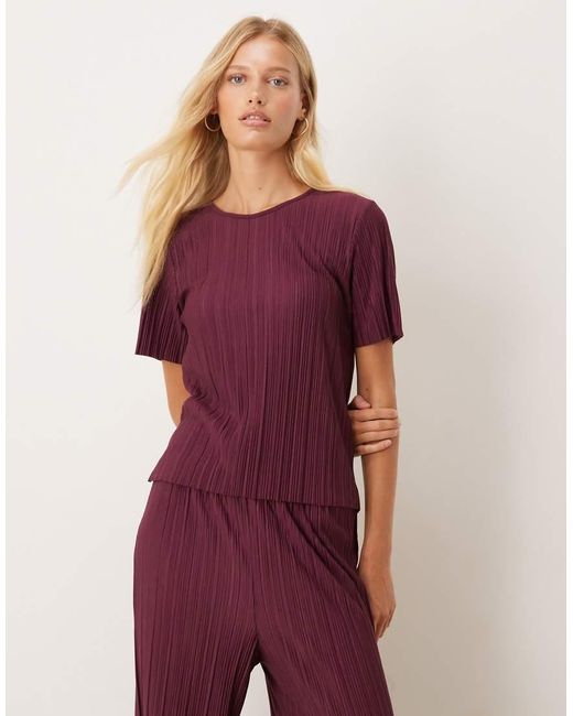 Vila Purple Plisse T-Shirt Co-Ord