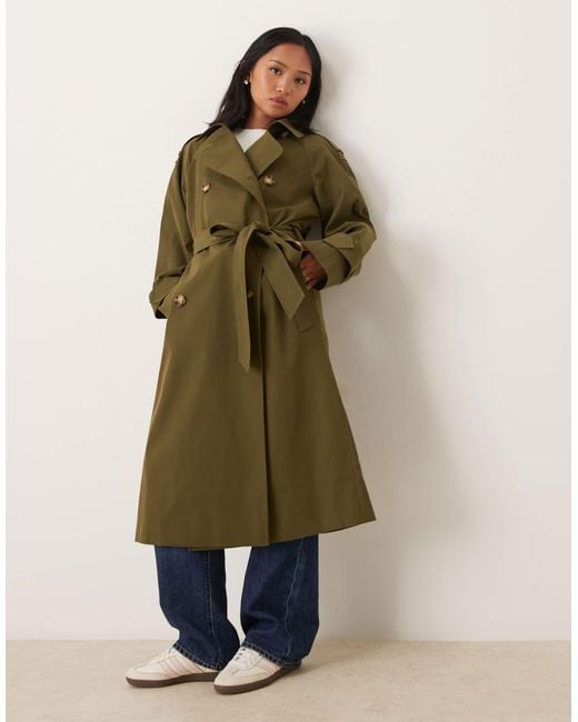 ASOS Green Asos Design Petite Longline Trench Coat