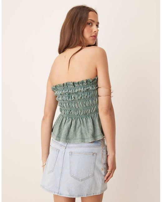 Top A Fascia Kaki Slavato Arricciato Con Finiture di ASOS in Green
