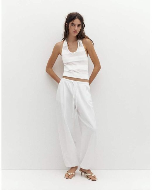 Pull&Bear White Sheer Halter Top