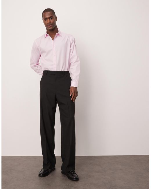 ASOS – elegantes, leicht zu bügelndes popeline-hemd in Pink für Herren
