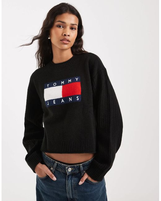 Pull à logo drapeau Tommy Hilfiger en coloris Black