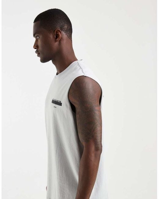 AllSaints White Redact Graphic Sleeveless Vest Top for men