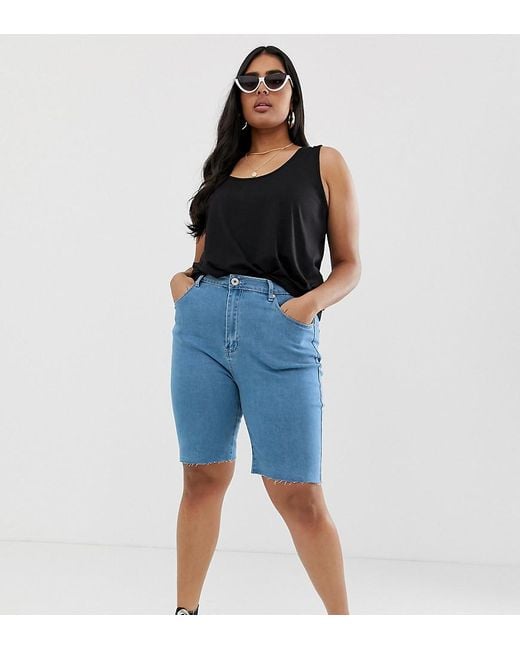 womens longline denim shorts