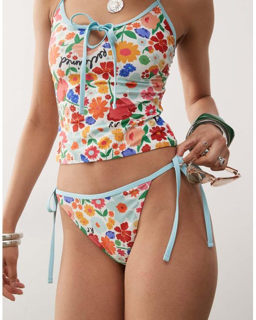 Reclaimed (vintage) Multicolor – seitlich gebundene bikinihose mit retro-blumenmuster