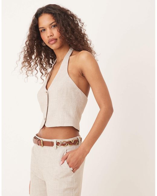 Gina Tricot White Mix And Match Co-ord Halterneck Tailored Waistcoat Vest