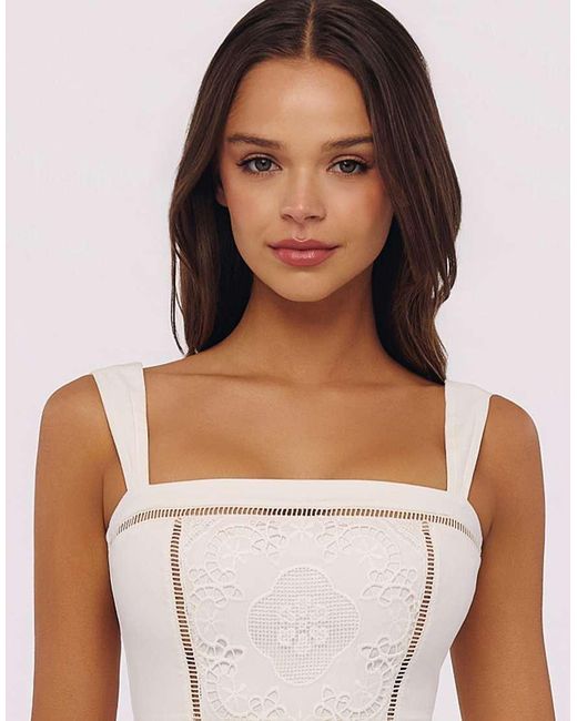 House Of Cb White Ava Custom Lace Cotton Broderie Anglaise Mini Sundress