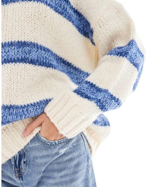 ASOS Blue Bold Striped Crew Neck Jumper