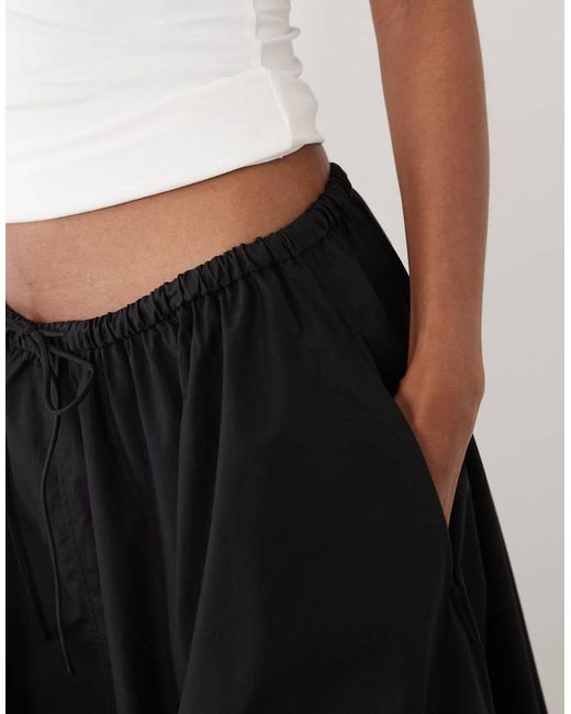 ARKET Black Dipped Hem Midi Skirt