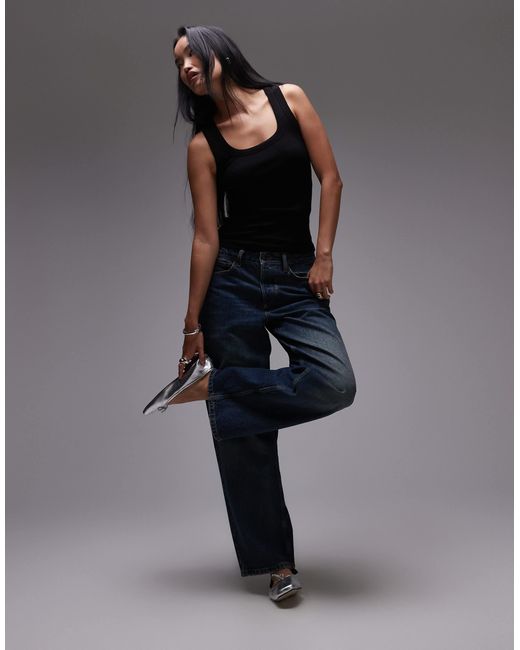 TOPSHOP Black – geripptes trägertop