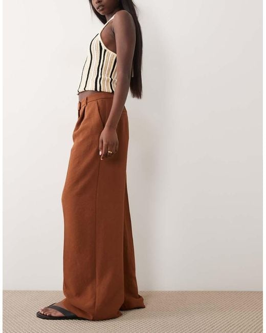 ASOS Brown Tailored Low Rise Fluid Mensy Trousers