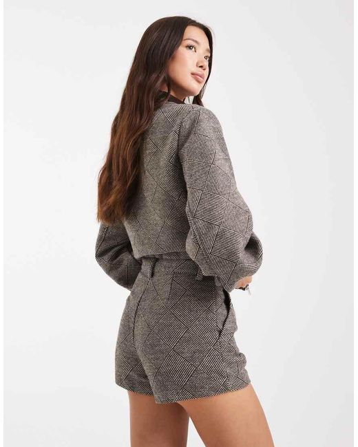4th & Reckless Brown Wool Feel Tailored Pleat Front Micro Shorts