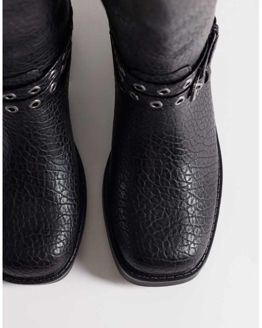 ASOS Black Cassandra Eyelet Biker Boot