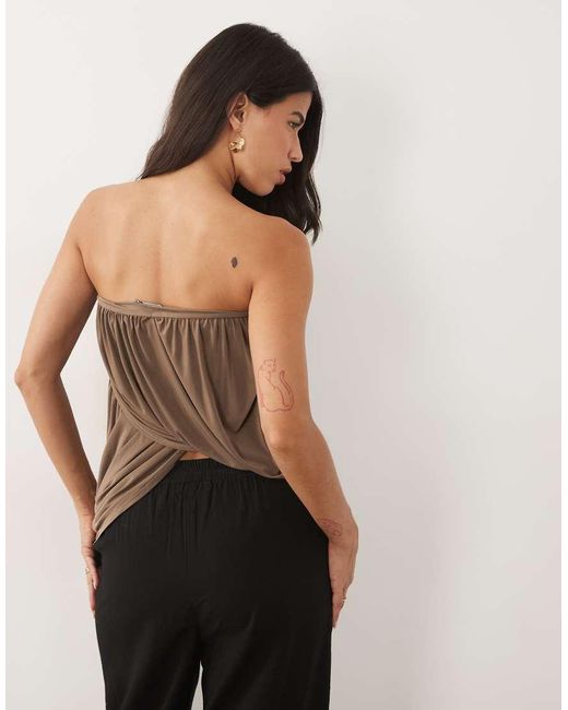 ASOS Brown Bubble Draped Bandeau Top