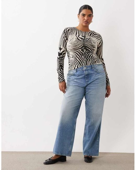 ASOS Black Asos Design Curve Sheer Knitted Soft Touch Ruched Side Top
