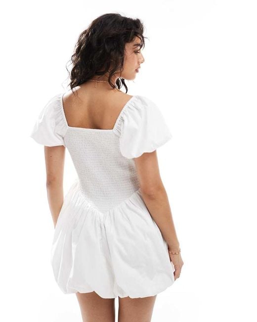 Vestito Corto Con Fondo A Palloncino di Miss Selfridge in White