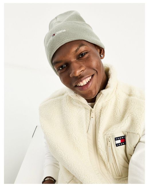 Tommy Hilfiger Sport Beanie Hat in Natural for Men | Lyst UK