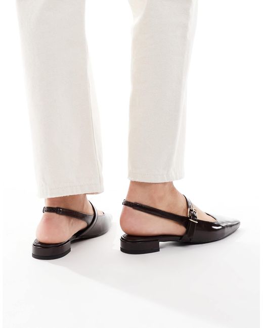 London Rebel Natural Luna Sling Back Pointed Toe Flats