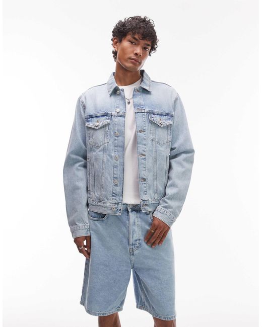 Tommy Hilfiger Blue Vintage Backprint Flag Denim Jacket for men