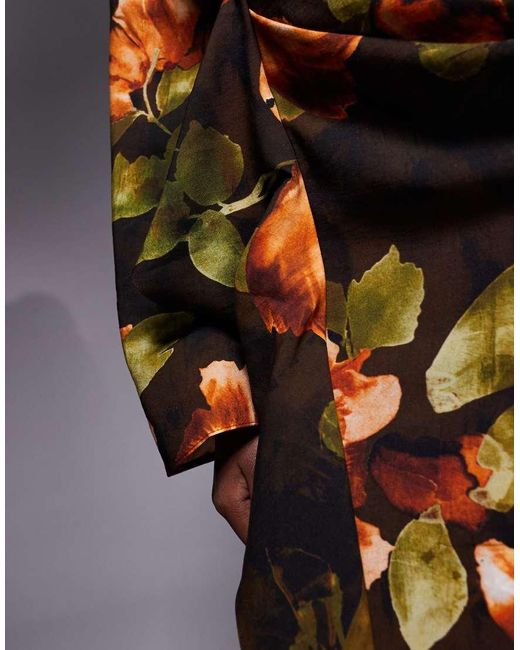 ASOS Multicolor Long Sleeve Maxi Dress With Ruffle Skirt