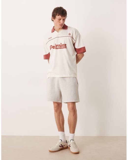ASOS White Oversized Polo With Football Graphic for men
