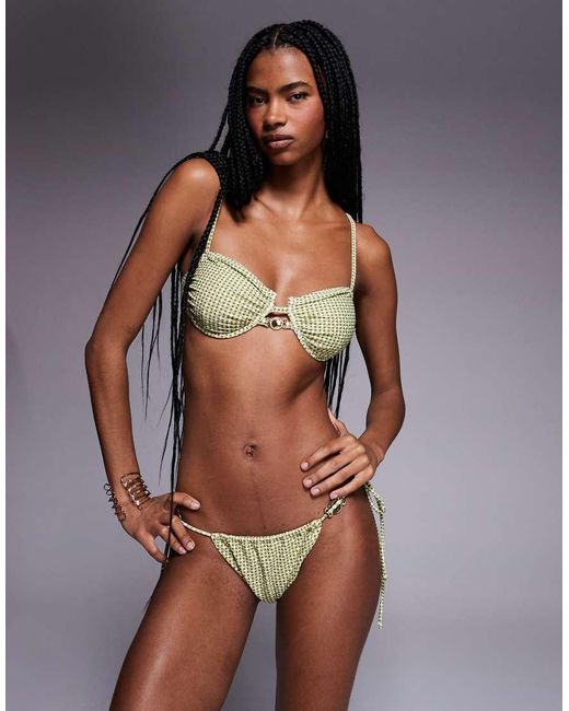 Candypants Green Geometric Print Underwire Bikini Top