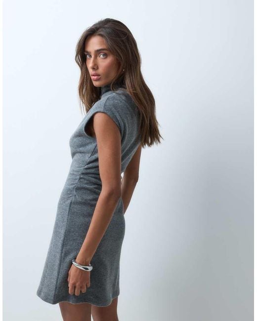 ASOS Gray Supersoft Asym Draped Mini Dress