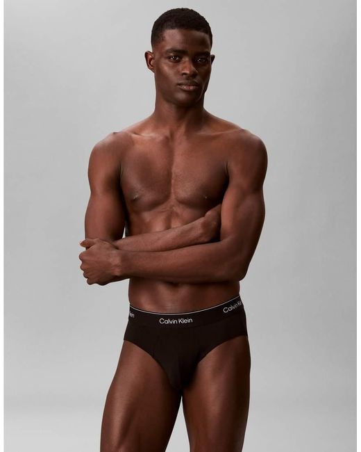 Calvin Klein Black Icon Cotton Stretch 3 Pack Hip Briefs for men