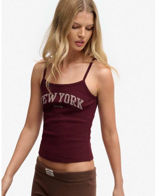 Superdry Red Athletic Essentials Graphic Print Cami Top