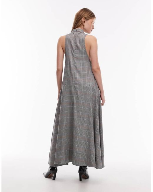 ASOS Gray High Neck Sleeveless Full Skirt Maxi Dress